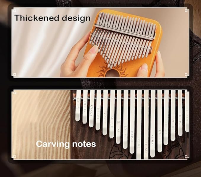 Kalimba Thumb Piano, 21 Keys, Musical Instruments Gift Set with Tune Hammer, Music Book, Carrying Bag-CubbioJoy