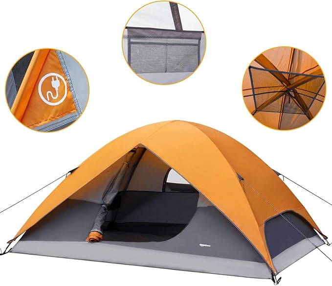 Amazon Basics Camping Tent, 3-Season Dome Design with Rainfly-CubbioJoy