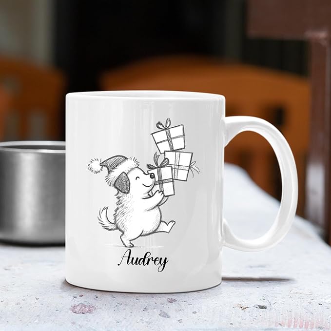 Customized Name Dog Accent Ceramic Mug Gift For Dog Lover Mom Dad, Personalized Dogs Animal White Coffee Mug 11 Oz 15 Oz, Awesome Puppy Travel Cup Gift For Birthday/Holiday/Anniversary, Dogs Cup-CubbioJoy