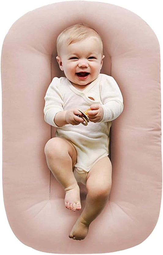 Baby Lounger, Baby Lounger for Newborn 0-12 Months, Portable Infant Lounger Soft Cotton Breathable for Home & Travel (Pink)-CubbioJoy