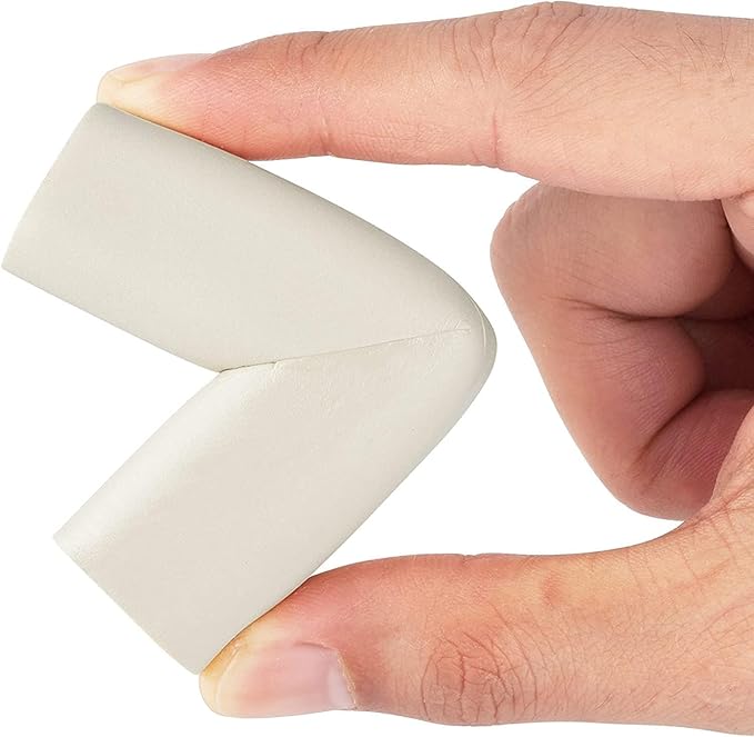 8-Pack Baby Proofing Corner Protectors, Furniture Corner and Edge Safety Bumpers, Soft Rubber Foam Cushion Covers, 3M Taped Corner Protector, Baby Child Proofing Pads, Table Protector, White-CubbioJoy
