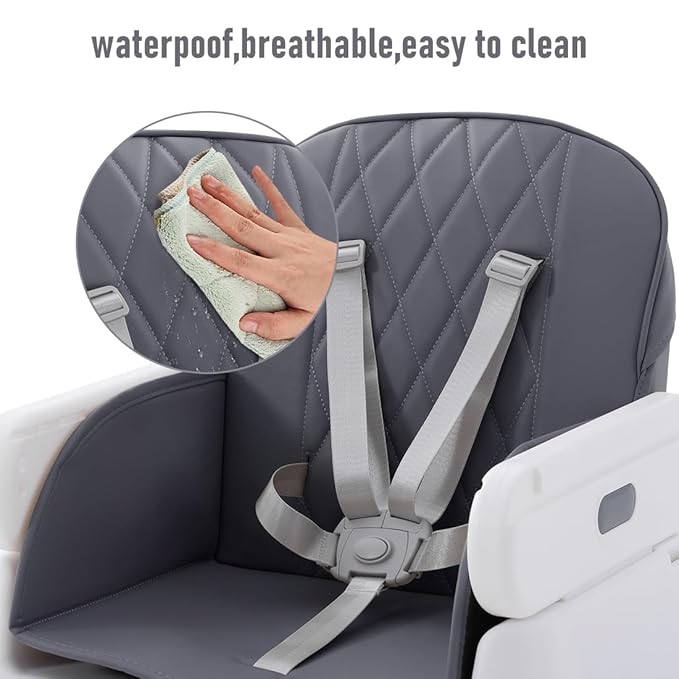 3 in 1 Baby High Chair,Adjustable Convertible Infant Baby Feeding Chair Booster for Eating with Detachable Double Tray,5 Point Harness,Deep Gray-CubbioJoy