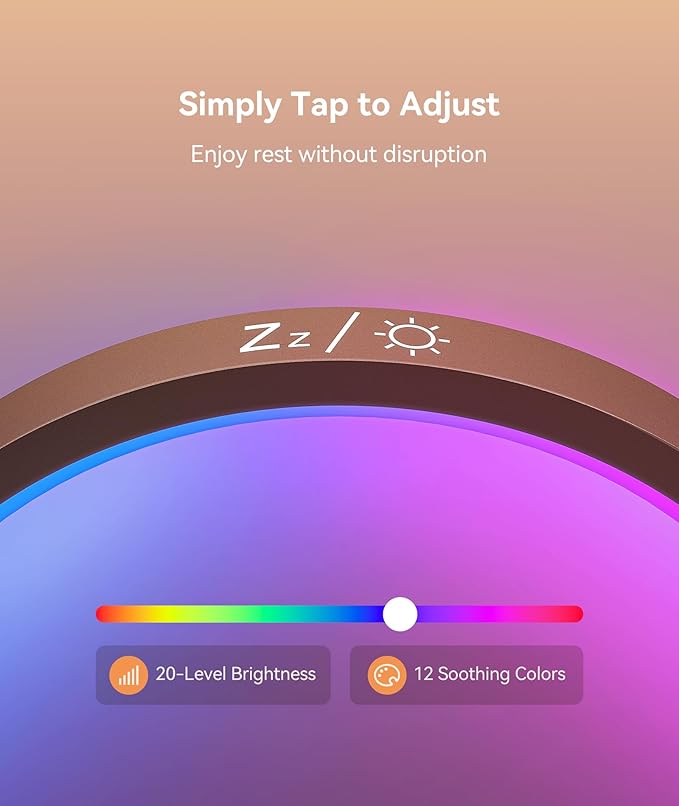 Dreamegg Sunrise Alarm Clock - Sound Machine for Sleep, 12 Ambient Colors &20-Level Dimmable Night Light, 25 Soothing Sounds, White Noise Machine, Wake Up Light for Adults, Stylish Bedroom Decor&Gift-CubbioJoy