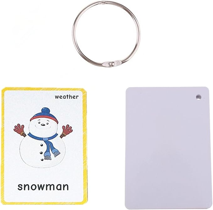 22 Weather Flash Cards(pre k flashcards) - Classroom Decorations and Early Learning Kindergarten Teacher Tools - Flash Cards Hole Punched - with 1 Ring -So You Can Sort and Organize The Cards Easily-CubbioJoy