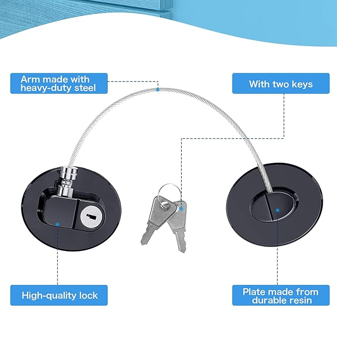 8 Pieces Refrigerator Locks for Children Adults with 10 Keys, Fridge Lock, Freezer Door Safety Cabinet Lock and Child Safety Cabinet Locks with Strong Adhesive (Black)-CubbioJoy