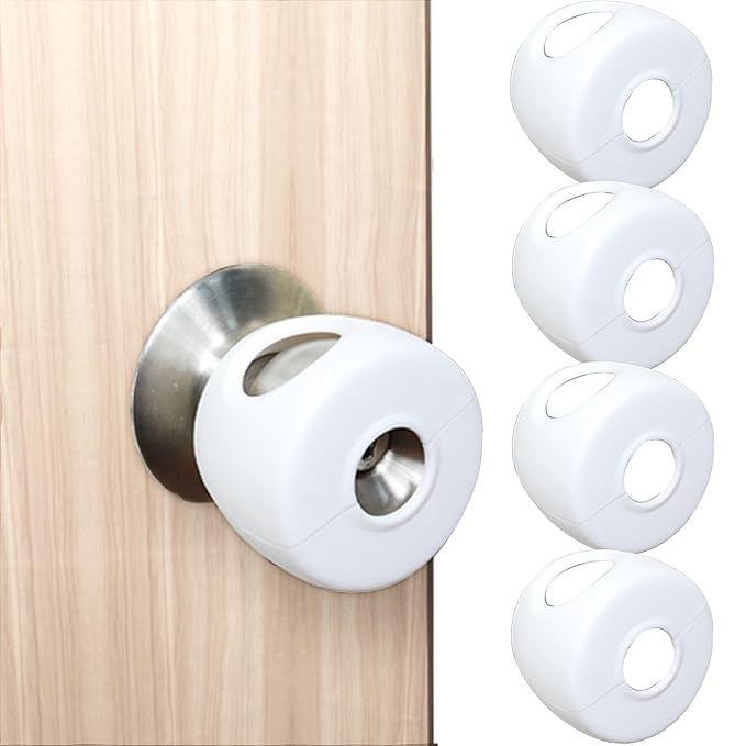 Child Proof Door Knob Covers, 4Pack Door Knob Safety Cover for Kids, Door Locks for Kids Safety, Toddler Door Knob Cover-CubbioJoy