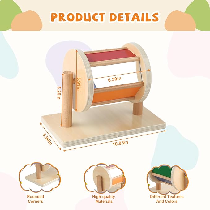 Adena Montessori Full-Size Spinning Drum Montessori Toys for Infant 6 - 12 Months 1 Year Old Babies Toddlers (Typical)-CubbioJoy