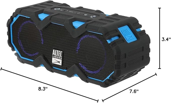 Altec Lansing LifeJacket Mini - Waterproof Bluetooth Speaker with Lights, Portable Wireless Speaker for Pool, Beach, Hiking, Sports, Camping, 16 Hour Playtime, Floats in Water-CubbioJoy
