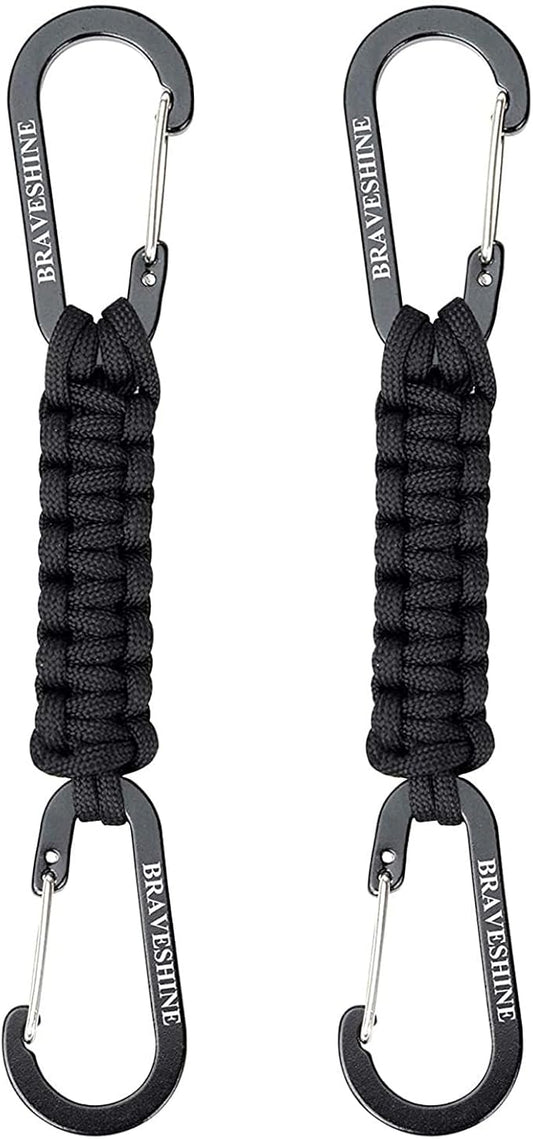 BRAVESHINE Paracord Keychain Carabiner Clip, D Ring Lanyard Hanger Stroller Hook for Water Bottle, Key, Backpacks, Men, Women-CubbioJoy