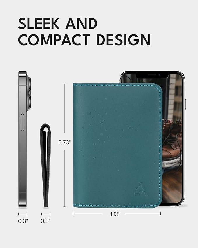 ALLIVE Passport Holder for Travel Women Men,Genuine Leather Passport Cover Wallet,Travel Must Haves Airport Essentials Travel Gifts Blue-CubbioJoy