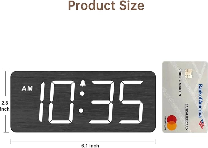 DreamSky Wooden Digital Alarm Clock for Bedroom - Loud Alarm Clock for Heavy Sleepers with Volume Control, Desk Clocks for Living Room with Large Numbers, Dimmer, DST, Wood Decor (Adapter Powered)-CubbioJoy