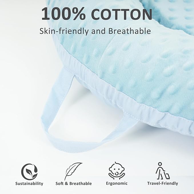 Baby Lounger – Soft & Breathable Newborn Nest for Infants 0-24 Months, Organic Cotton Baby Pillow for Tummy Time, Playtime & Travel, Newborn Babies Essential Gift-CubbioJoy
