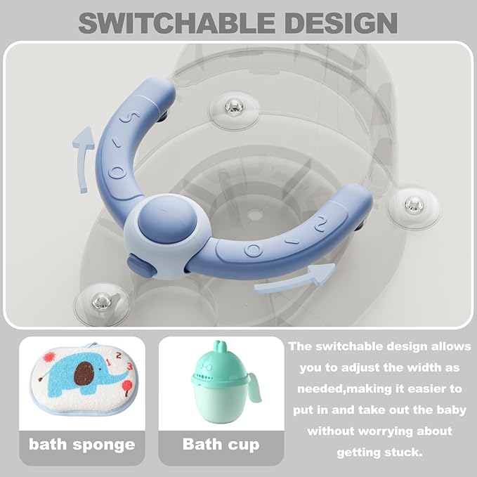 Baby Bath Seat, Baby Bath Seat for 6 Months & Up, Baby Bathtub Seat with Secure Suction Cups, Non-Slip Infant Bath Seat,Blue-CubbioJoy
