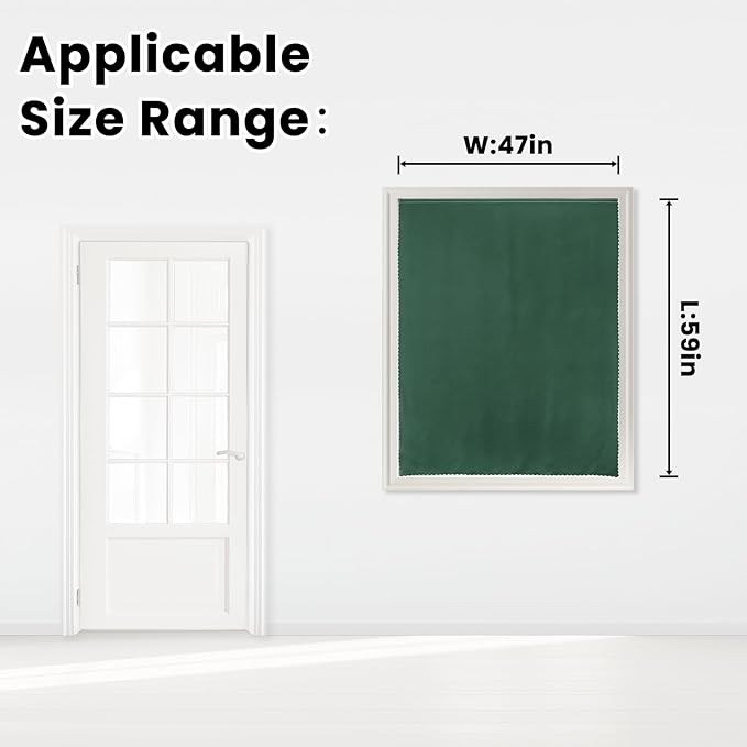 Blackout Curtains for Bedroom Stick On Curtains Window Shades Pull Down Blackout Window Cover No Drillng Self Adhesive Curtains No Rod Small Curtain, 47" W X 59" L, Dark Green, 1 Panel-CubbioJoy