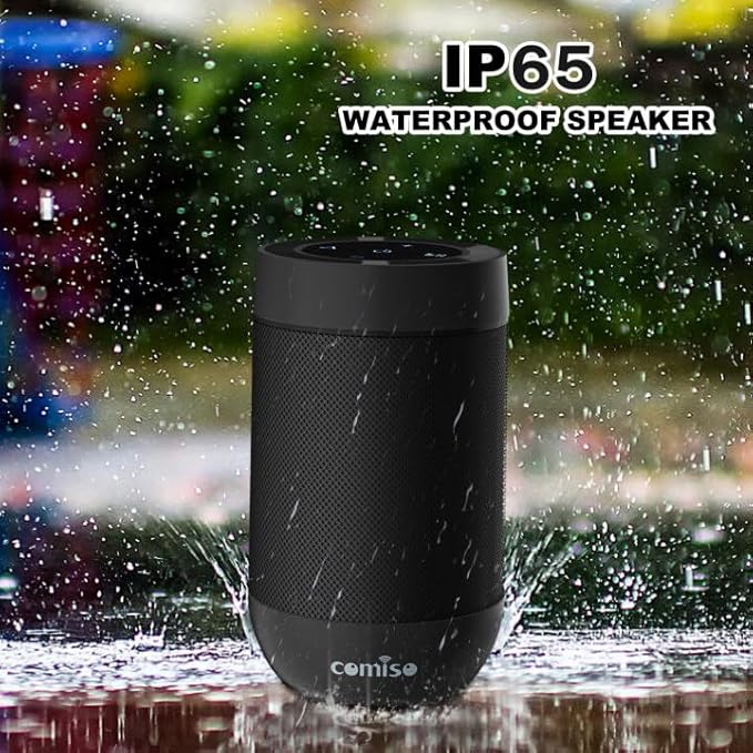 Bluetooth Speaker,5.3 Bluetooth Speakers Wireless,TWS Stereo Pairing,Built in Mic,360 HDSound,IP65 Waterproof Speaker,Support TF Card, for Home/Party/Outdoor/Beach, Gift for Men/Women-Black-CubbioJoy