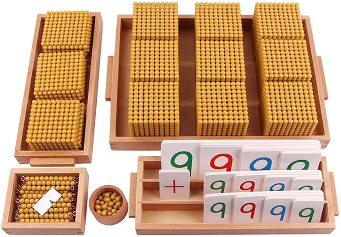 Kghios Montessori Golden Beads Materials Decimal System Bank Game Montessori Math Toys Mathematics Teaching Aids Materials Baby Preschool Education Toys-CubbioJoy