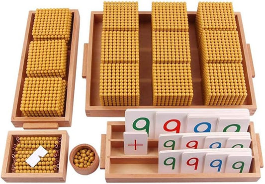 Kghios Montessori Golden Beads Materials Decimal System Bank Game Montessori Math Toys Mathematics Teaching Aids Materials Baby Preschool Education Toys-CubbioJoy