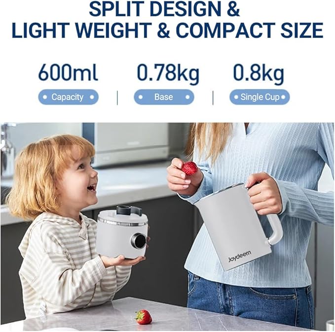 Joydeem JD-PB8200 Compact Blender with 10 Menus, Quiet Cooking Blender for Soymilk, Paste & Juice, 304 Stainless Steel, 12H Preset, 600ml-CubbioJoy