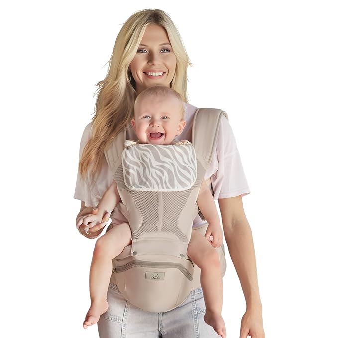 Baby Carrier Pro, MOMTORY Safety-Certified 6-in-1 Ultra Storage Baby Carrier Newborn to Toddler, Detachable Baby Holder Carrier with Hip Seat, Ergonomic Cozy Baby Body Carrier for 7-50lbs, Khaki-CubbioJoy