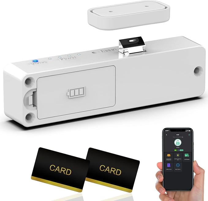 Anweller Baby Proofing Smart Cabinet Locks, Child Proof Hidden Drawer Locks, No Drill Adhesive Magnetic RFID Bluetooth Keyless Lock for Adults File Kitchen Cupboard Closet Liquor - White-CubbioJoy