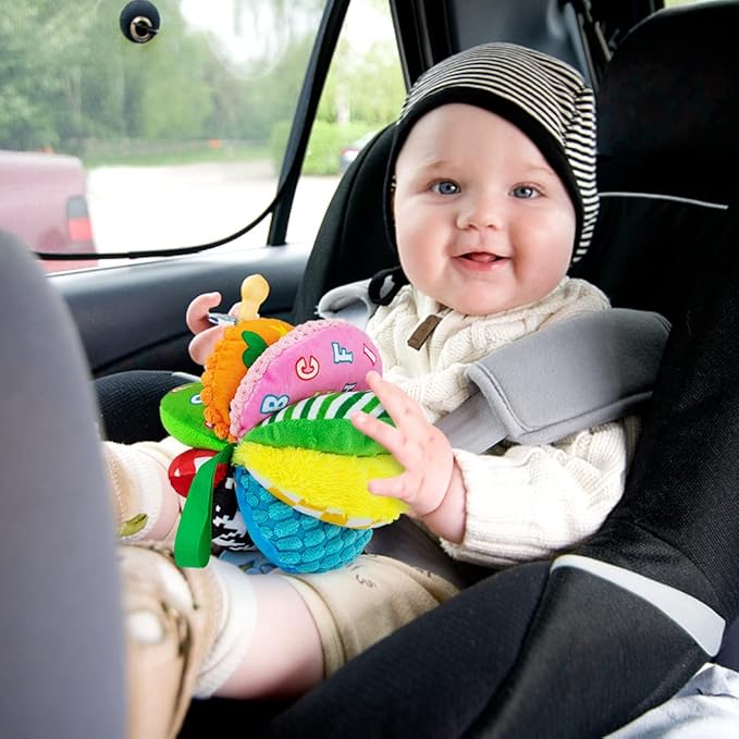 8-in-1 Sensory Balls for Infant Toddlers,Rainbow Fabric Baby Toy for Sensory Development,Montessori Toys for Babies 6-12 Months,8 Different Sensory Tactile Textures with Crinkle Rattle Squeakers-CubbioJoy