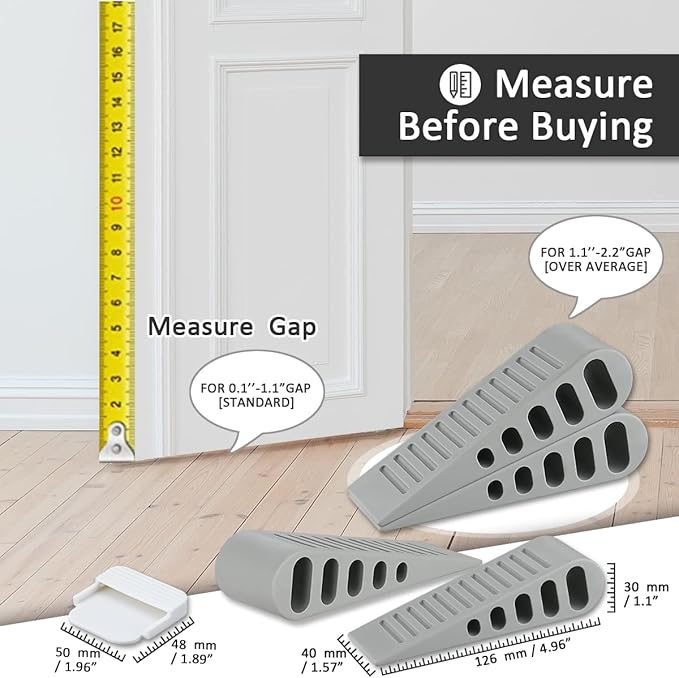 JQK Rubber Door Stopper Wedge, Grey 6 Pack Soft TPR Premium Door Stops for Bottom of Heavy Duty Door on Tile, Concrete, Carpet, Wooden Floor, DSB61-GY-P6-CubbioJoy