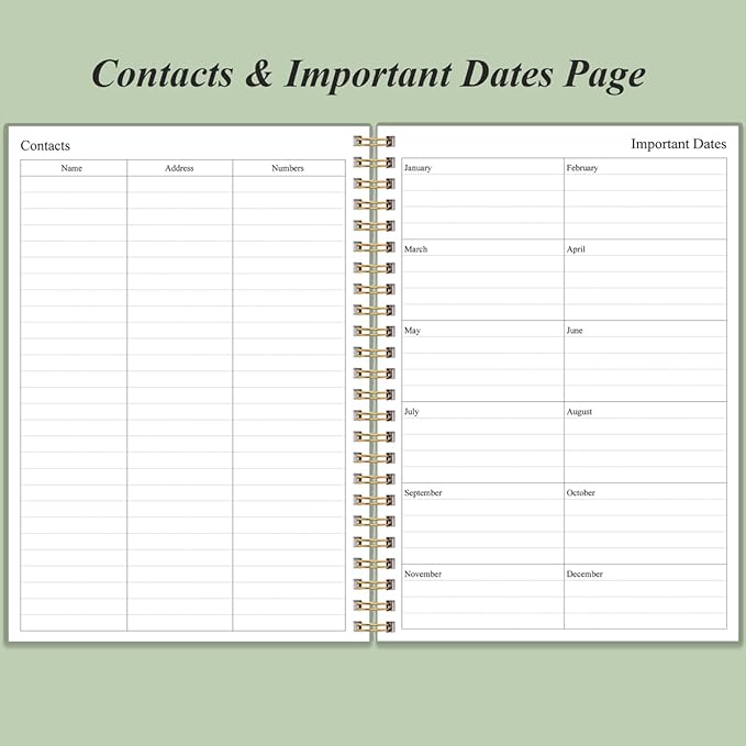 Daily Planner Undated - B5 To Do List Notebook Hourly Schedules, Spiral Appointment Planner for Women and Men, PVC Hardcover, Inner Pocket, Elastic Closure, 7" x 10", Green-CubbioJoy