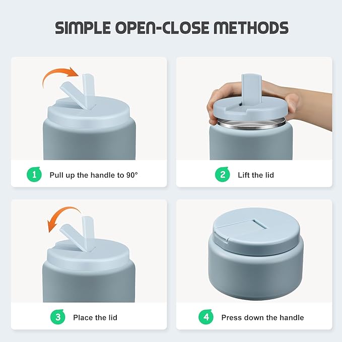 13.5oz Soup Thermo for Hot Food Kids with Buckle Lid Insulated Vacuum Food Jar Wide Mouth Leakproof Stainless Steel Lunch Container (Blue)-CubbioJoy