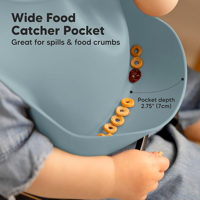 KeaBabies 2-Pack Silicone Baby Bibs for Eating - Sturdy Food-Grade Silicone Bibs for Babies Girl, Boy, Large Food Catcher, Clean & Put On Easily, Waterproof Toddler Feeding Essentials (Alps)-CubbioJoy