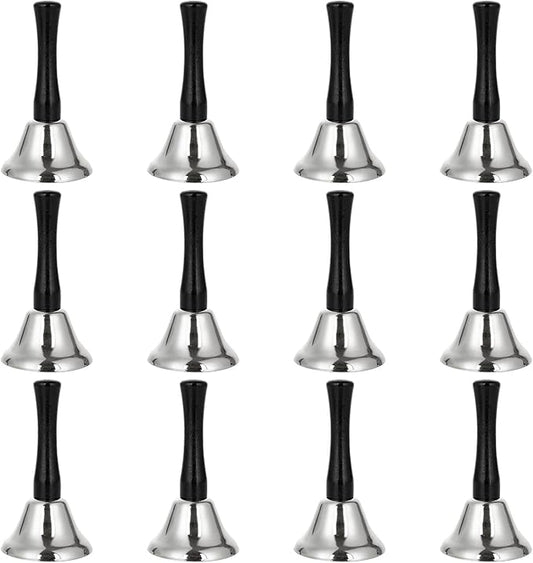 CYEAH 12 Pack Hand Bell, Silver Steel Service Bell Call Bell Dinner Bell for Wedding, Service, Game, Alarm, Jingles (Silver)-CubbioJoy