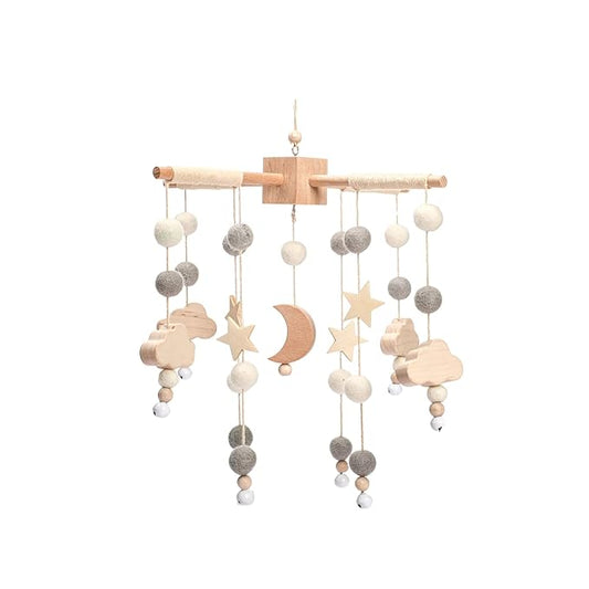 Baby Mobile for Crib | Baby Crib Nursery Mobile Star Moon for Baby Boys and Girls | Boho Nursery Decor | Baby Shower Set for Infant Bedroom Hanging Decoration-CubbioJoy