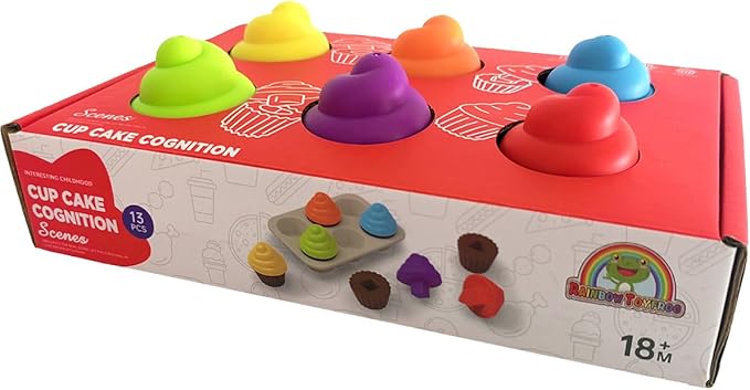 Cupcake Toy Toddler Toy Learning Colors and Shape-Shape Sorting Toys for Toddlers-Geometry Manipulatives Toddler Sensory Toys for Kids 1-3 - Child Montessori Toys for 18 Month Old Girls Boys-CubbioJoy