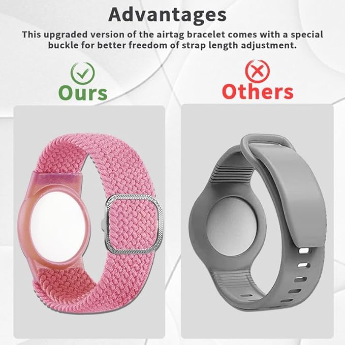 2 Pack Kids Bracelet Compatible with AirTag, GPS Kid Tracker Holder Braided Wristband for Apple Air Tag, 2022 Upgraded Nylon Adjustable Anti Lost Airtag Watch Band for Kids Children Elders-CubbioJoy