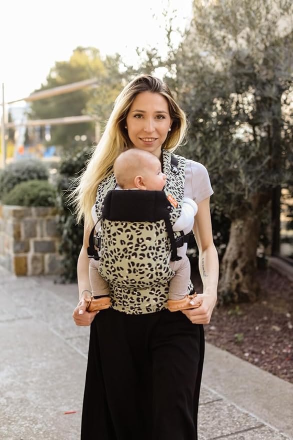 Beco Gemini Baby Carrier Newborn to Toddler - Front, Back and Hip Seat Carrier, Baby Carrier Backpack & Baby Front Carrier with Adjustable Seat, Ergonomic Baby Holder Carrier 7-35lbs (Jade Leopard)-CubbioJoy