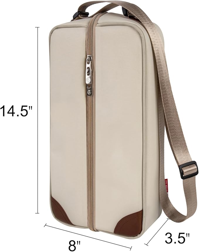 ALLCAMP Wine Tote Bag with Cooler Compartment，Picnic Set Carrying Two Sets of Tableware（Cream-Colored）-CubbioJoy
