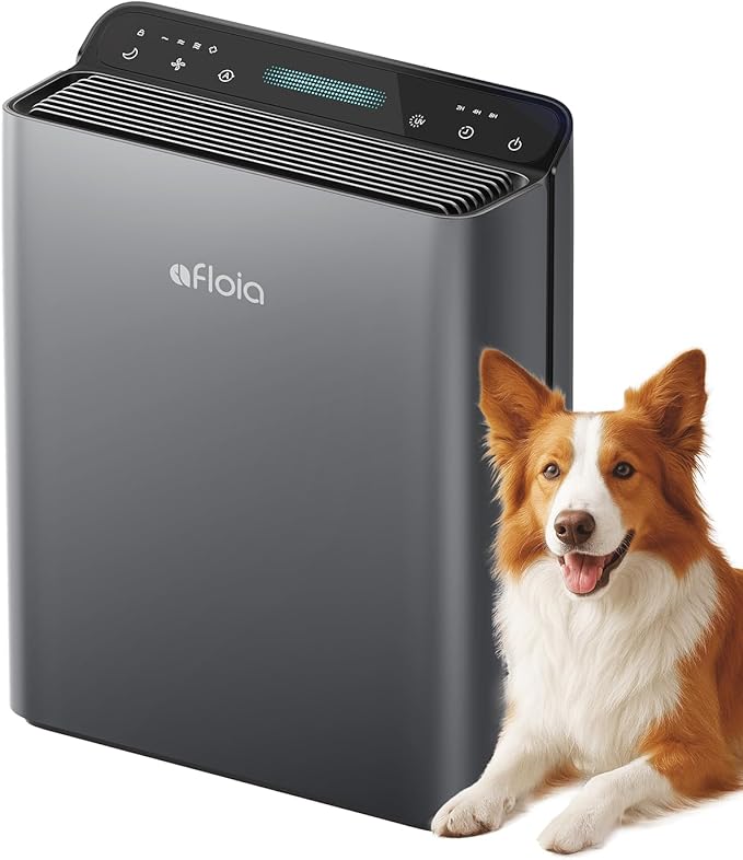 Afloia Air Purifier for Home Large Room Bedroom Up to 2000Ft² with PM2.5 Air Quality Monitor Smart Auto Mode, Washable Pre Filter Cleaner for Pet, Grey-CubbioJoy