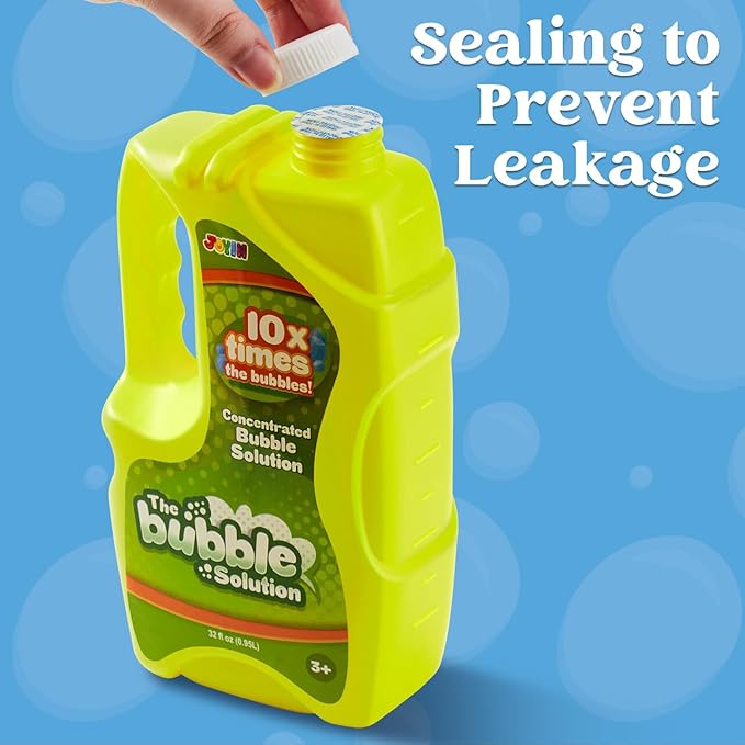 JOYIN 32 oz Bubble Solution Refills (Close to 1L/ 2.5 Gallon), Concentrated Solution for Bubble Machine, Wands, Blower, Easter (Yellow)-CubbioJoy