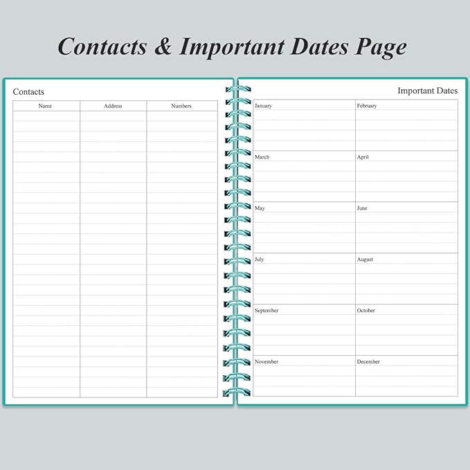Daily Planner Undated - B5 To Do List Notebook Hourly Schedules, Spiral Appointment Planner for Women and Men, PVC Hardcover, Inner Pocket, Elastic Closure, 7" x 10", Teal-CubbioJoy