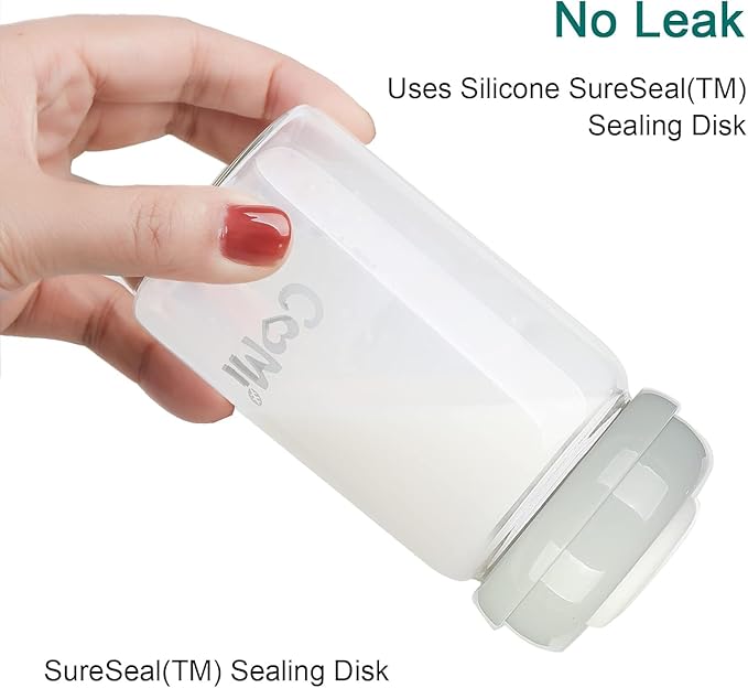 COMI Wide Neck Glass Breastmilk Collection n Storage Bottle, 6oz with Screw Ring Sealing Disk; Re-markable Sealing Disc. BPA Free, Fits Breast Pumps & Nipples (Gray Lids)-CubbioJoy