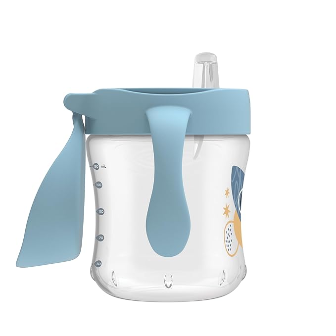 Dr. Brown's Natural Flow Anti-Colic Options+ Special Edition Blue Baby Bottle Gift Set with Soft Sippy Spout Transition Cup, Flexees Teether, Bottle Cleaning Brush and Travel Caps-CubbioJoy