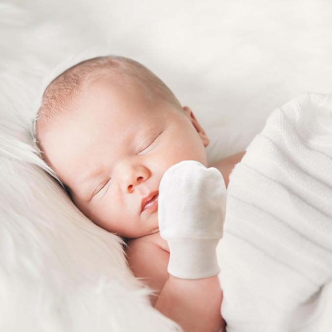 BQUBO Newborn Infant Toddler Mittens No Scratch Cotton Elastic Wrist Gloves Hypoallergenic for 0-6 Months Baby Boys Girls-CubbioJoy