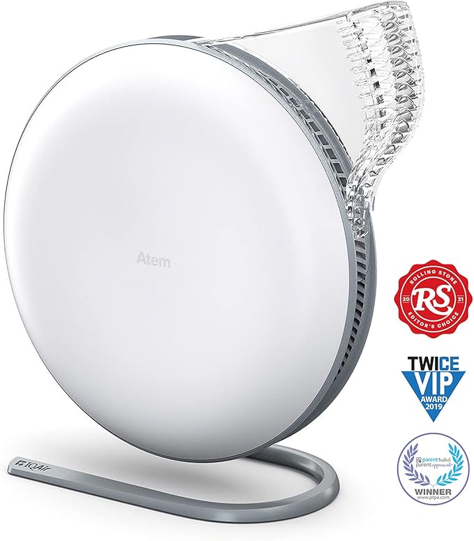 IQAir Atem Desk Air Purifier for Home, Office, Desktop, Small Room up to 150 sq ft, HyperHEPA Filter for Bacteria, Viruses, Allergens, Pets, Asthma, Pollen, Dust, Swiss Design, Made in Germany, White-CubbioJoy