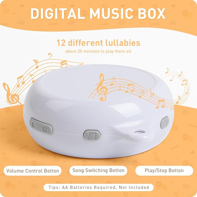 Baby Crib Mobile - Jungle Animal Mobile for Crib Nursery Musical Mobile Gender Neutral for Boys and Girls with 12 Lullabies Ceiling Mobile Presents for Newborn-CubbioJoy