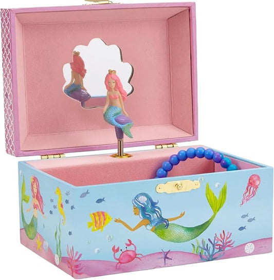 Jewelkeeper Musical Jewelry Box for Girls, Underwater Mermaid Jewelry Boxes, Over The Waves Tune and Spinning Mermaid Doll, Girls Gifts Music Box-CubbioJoy