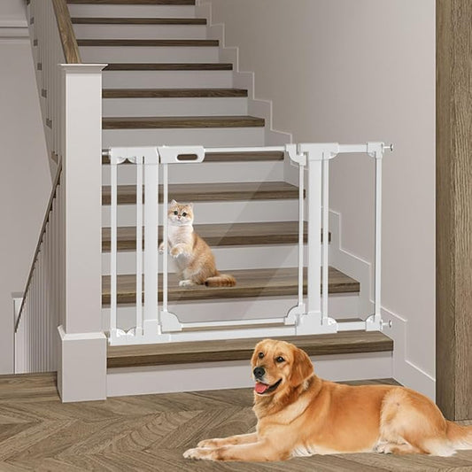 Clear Baby Safety Gate for Stairs,29"-48" Wide, 30" Tall Pressure Mounted Acrylic Pet Gate, Easy Walk Through Auto Close Child Gate for Doorways and House,29.52-47.24"-CubbioJoy