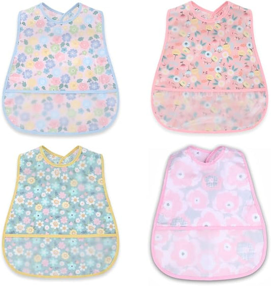 Baby bibs Waterproof Toddler bib - Feeding bib with Pocket for Infant Boy Girl Washable 6-36M-CubbioJoy