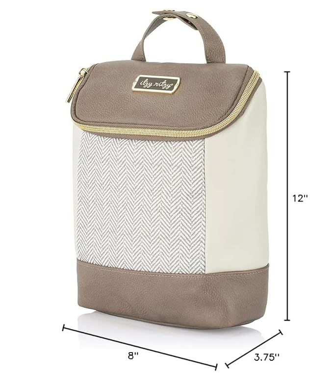 Itzy Ritzy Insulated Bottle Bag – Keeps Bottles Warm or Cool - Holds 3 Bottles & Features Interior Pocket for Ice Pack (Not Included), Vanilla Latte-CubbioJoy