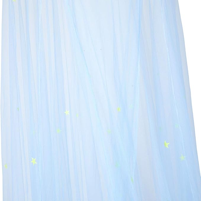 BCBYou Bed Canopy Mosquito Net with Fluorescent Stars Glow in Dark for Baby, Kids, and Adults, for Cover The Baby Crib, Kid Bed, Girls Bed Or Full Size Bed (Light Blue)-CubbioJoy