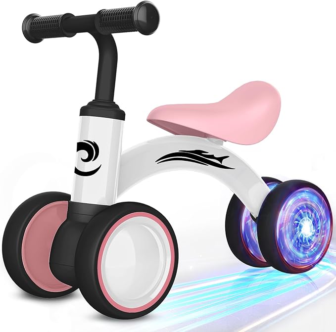 Colorful Lighting Baby Balance Bike Toys for 1 Year Old Girl Gifts, 10-36 Month Toddler Balance Bike, No Pedal 4 Silence Wheels & Soft Seat Pre-School First Riding on Toys, 1st Birthday Gifts.-CubbioJoy