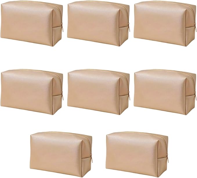 Bridesmaid Proposal Gifts Letter Cosmetic makeup bag bulk for Wedding Party Favors Bachelorette party decorations Toiletry Organizer Bag Makeup Case Gift (8, Gold)-CubbioJoy